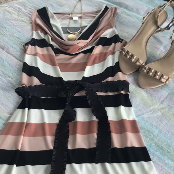 ❎DONATED❎ Loft (Factory) Striped Fit & Flare Dress - Picture 2 of 6